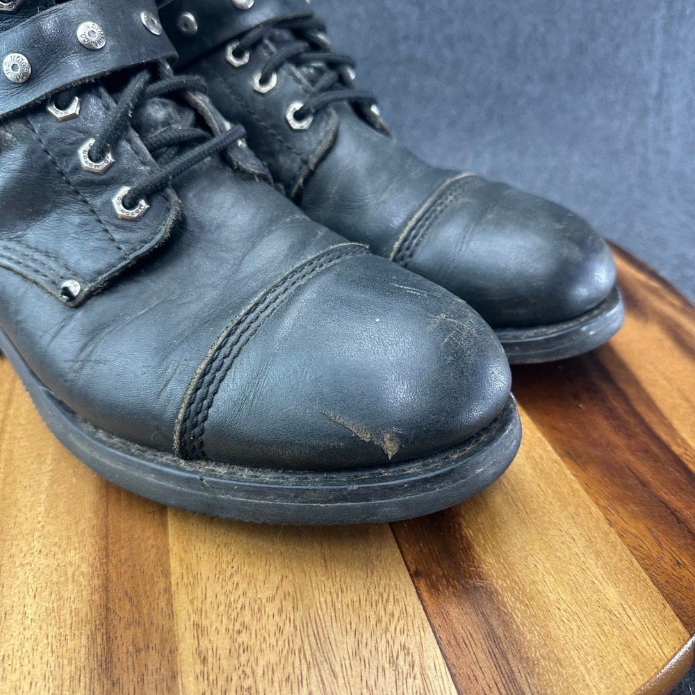 Harley Davidson Men's Leather Boots Size 11.5 Black 94029 Lace Zip Up 10" - Picture 4 of 14
